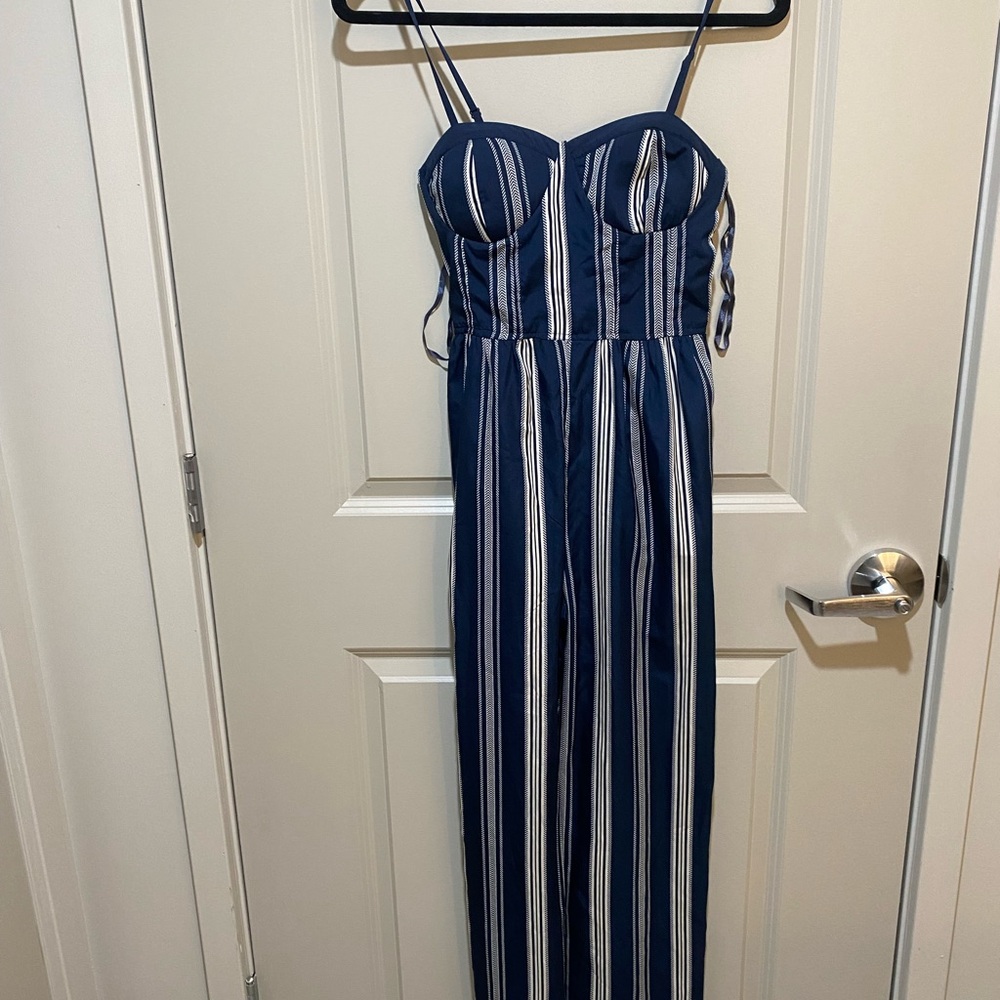 Striped Blue and White Jumpsuit